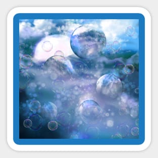 blue fantasy landscape Sticker